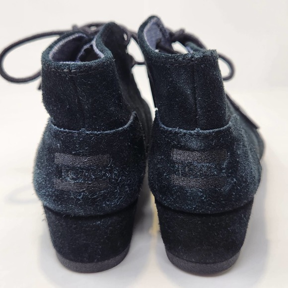 Toms Youth Desert Wedge Ankle Bootie Girls Size 3 Black Suede Lace Up Round Toe - Picture 7 of 9